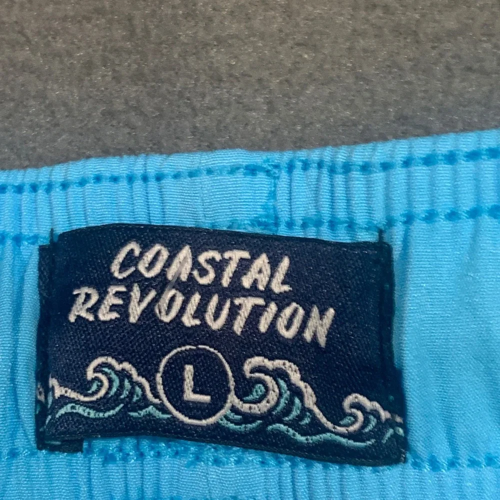 Coastal Revolution Mens‎ Swim Trunks Sky Blue Mesh Lined Board Shorts Size L